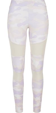 Urban Classics Damen Ladies Camo Tech Mesh Leggings Lilaccamo