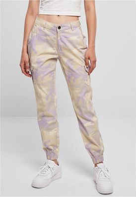 Urban Classics Damen Ladies High Waist Camo Cargo Pants Lilaccamo