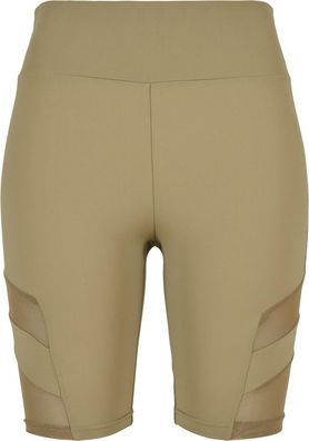 Urban Classics Damen Ladies High Waist Tech Mesh Cycle Shorts Khaki