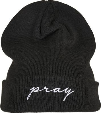 Mister Tee Pray Embroidery Beanie Black/White