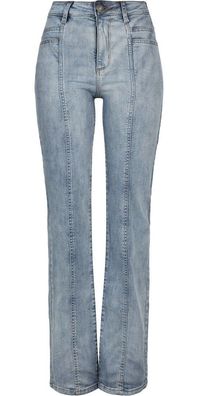 Urban Classics Damen Ladies High Waist Straight Slit Denim Pants