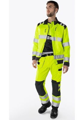 Fristads High Vis Green Handwerkerhose Kl. 2 2641 GPLU Warnschutz-Gelb/Schwarz