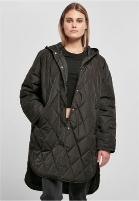 Urban Classics Damen Sweatshirt Ladies Oversized Diamond Quilted Hooded Coat Black