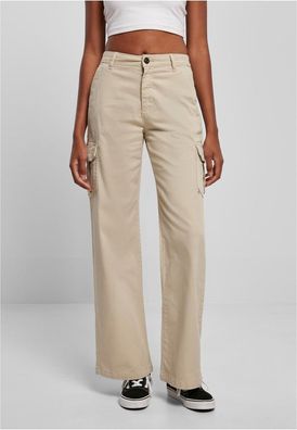 Urban Classics Damen Hose Ladies High Waist Straight Cargo Pants Softseagrass