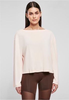 Urban Classics Damen Ladies Short Modal Bateau Necklinie Longsleeve Pink