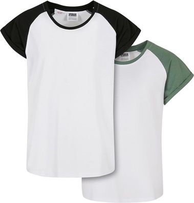 Urban Classics Mädchen T-Shirt Girls Contrast Raglan Tee White/Saliva+White/Black