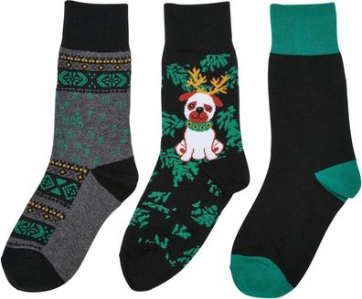 Urban Classics Jungen Socken Christmas Dog Socks Kids 3-Pack Multicolor
