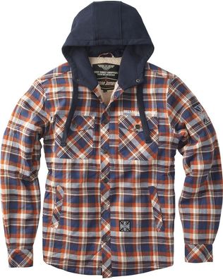 WCC West Coast Choppers Flannel Jacket Sherpa Lined - Brown/Orange