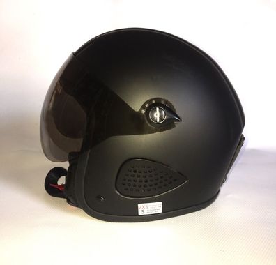 Bores Motorrad Helm Gensler Kult Jethelm mit Visier u. Textil Innenfutter matt Black