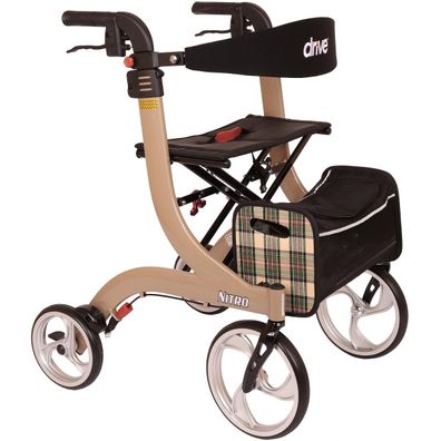 Premium Rollator NITRO mit Stockhalter, Größe XS champagner