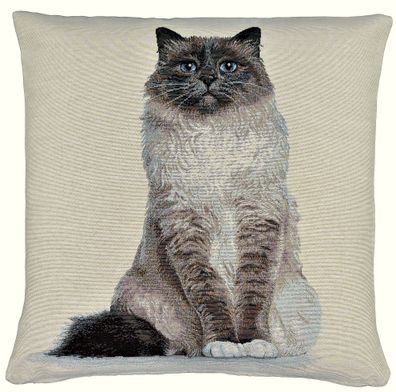 Kissenbezug Kissenhülle 45x45 Gobelin Kissen Beige Made in Germany Sandner Katze
