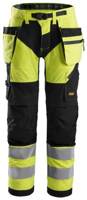 Snickers FlexiWork Hi-Vis Arbeitshose m. Holstertaschen, Kl. 2, EN 14404, 20471