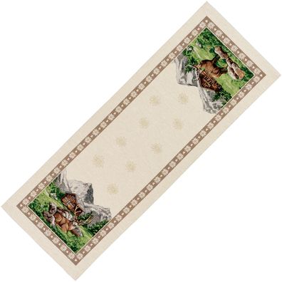 Tischläufer Gobelin Tischdecke Landhaus Hirsch 34 x 96 Made in Germany Jagdmotiv