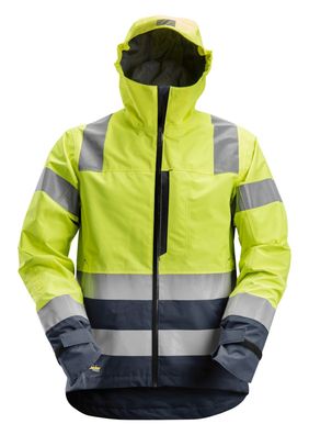 Snickers AllroundWork Hi-Vis wasserdichte Shell Arbeitsjacke, Kl. 3, EN 20471,