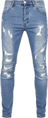 Cayler &amp; Sons Hose Paneled Denim Pants Distressed Mid Blue