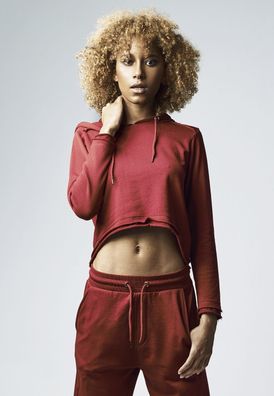 Urban Classics Damen Hoodie Ladies Cropped Terry Hoody Burgundy