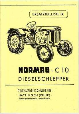 Ersatzteilliste für den Normag C 10 Dieselschlepper, Normag Zorge, Traktor, Trecker