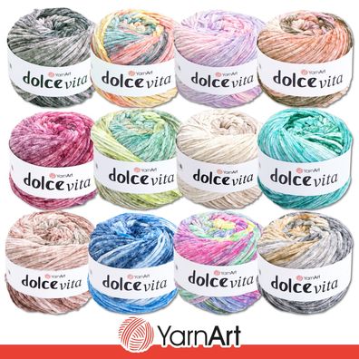 YarnArt 5 x 150 g Dolce Vita Chenille Farbverlauf Wolle Stricken Häkeln 12 Farben