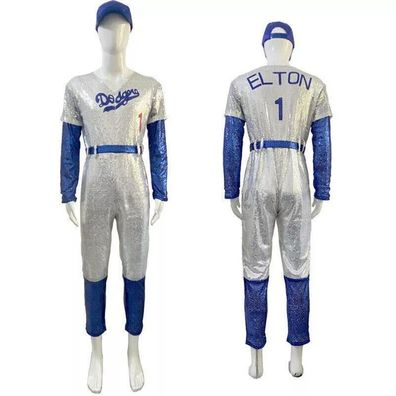 Rocketman Elton John Dodgers Baseball Cosplay Pailletten Overall Uniform Kostum