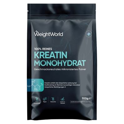 WeightWorld Creatin Monohydrat Pulver - 300g veganes mikronisiertes Kreatin Pulver