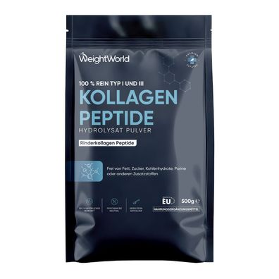 Reines Kollagen Pulver - 500g hydrolysierte Kollagenpeptide - Collagen Powder Peptide