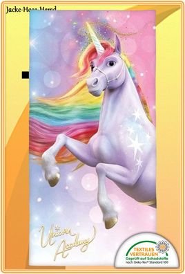 Einhorn Badetuch Velourstuch Strandtuch Handtuch Unicorn Academy Gr:75x150cm NEU