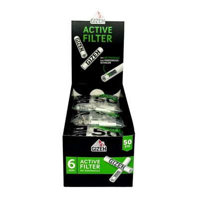 Gizeh Active Filter 6mm Aktivkohle mit Kokoskohle 10x 50 Stück