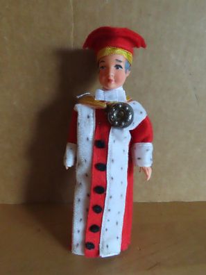 Figur Puppe mit rot weißer Robe roter Hut Reiseandenken ca. 15,5 cm H