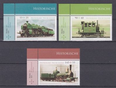 BRD 2012 postfrisch Ecke oben links MiNr. 2946-2948 Historische Dampflokomotiven