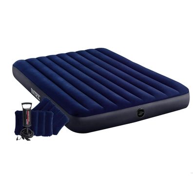INTEX 64765 Luftbett DuraBeam Classic Queen 152x203 cm mit Pumpe & Kissen Set