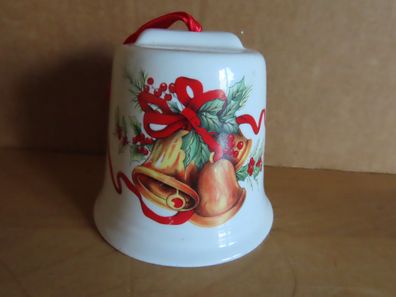 Figur Weihnachtsglocke Keramik mit 3 Glocken Druck ca.7,5 cm H