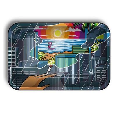 FIRE-FLOW Stopftablett Small "420 World" / Stopfunterlage / Drehunterlage