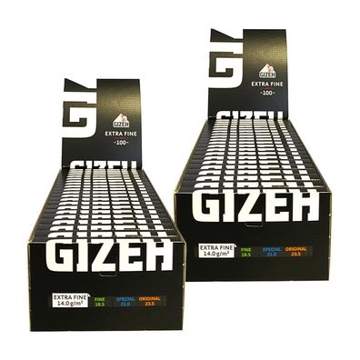 2 Boxen Gizeh Black Extra Fine Weiß Zigarettenpapier 40 Hefte à 100 Blatt