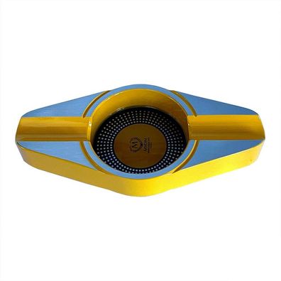 Myon Zigarren-Aschenbecher, Metall, 2 Ablagen, Racing-Edition GELB