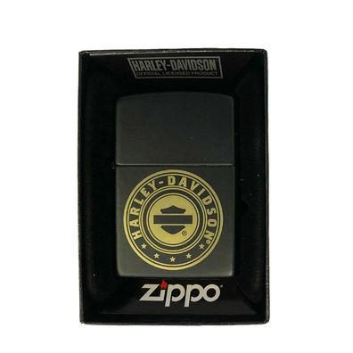 Zippo Benzin-Feuerzeug schwarz, mit Harley- Davidson Logo, unbefüllt