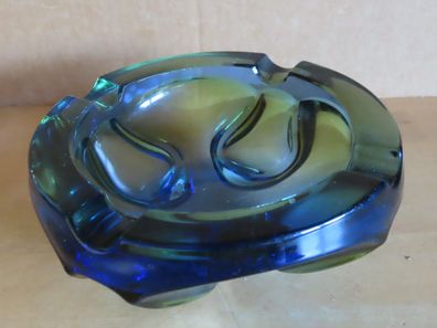 Aschenbecher schwer blau/grün rund Murano??
