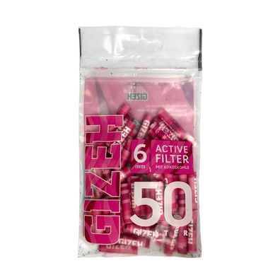Gizeh Active Filter 6mm PINK Aktivkohle mit Kokoskohle, 50 Stück