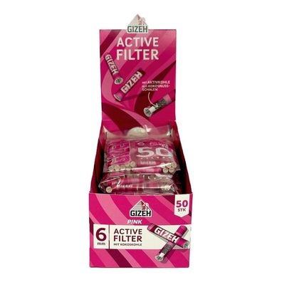 10x Gizeh Active Filter 6mm PINK Aktivkohle mit Kokoskohle à 50 Stück