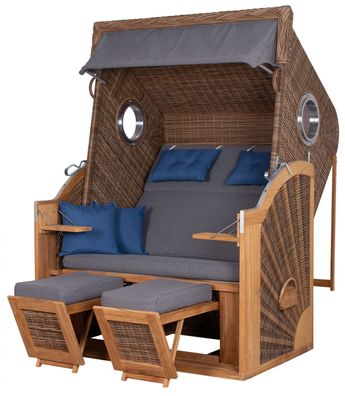 Strandkorb deVries PURE® Cliff XL SUN - PE griseum - Dessin 486 - inkl. Schutzhülle