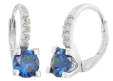 Acalee Schmuck Damen-Creolen 925 Silber Ohrringe Zirkonia Saphirblau AC1006-05