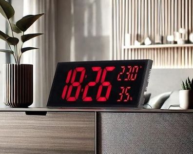 NEU LED Wanduhr für Büro Schule Arbeit rot beleuchtet Tischuhr groß Digital