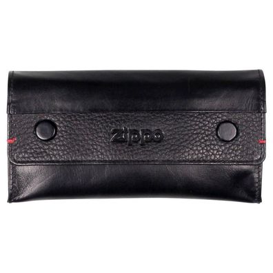 Zippo Tabakbeutel/Drehertasche, Stellerbeutel, Nappaleder, schwarz