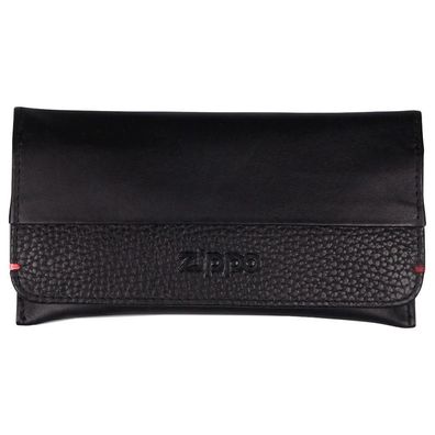 Zippo Tabakbeutel/Drehertasche, Nappaleder, Reißverschluss, schwarz
