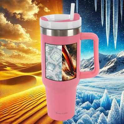 NEU XXL Isobecher 1,2l Strohhalm Thermo Kaffee Tee Tasse für Outdoor Büro Arbeit