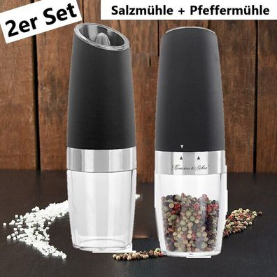 NEU 2er-Set Elektrische Salz & Pfeffermühle Kippsensor Licht für Küche Garten
