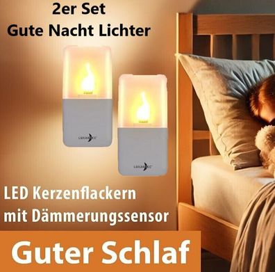 NEU 2er Set Baby LED Nachtlicht Kerzenflackern für Steckdose Kinder Schlafzimmer