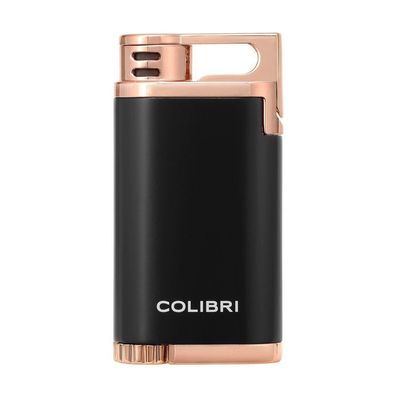 Colibri * Belmont II* Feuerzeug schwarz/rosegold mit Jet Flame + Füllstandanzeige