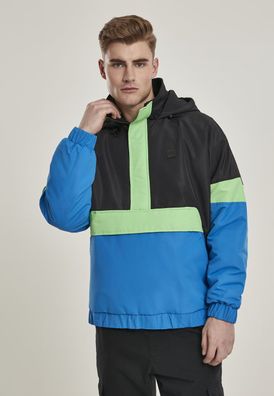Urban Classics Jacke 3-Tone Neon Mix Pull Over Jacket Black/Cobaltblue