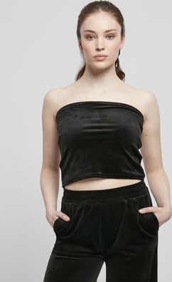 Urban Classics Damen Top Ladies Short Velvet Tube Top Black
