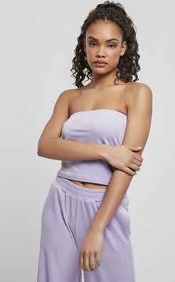 Urban Classics Damen Top Ladies Short Velvet Tube Top Lavender
